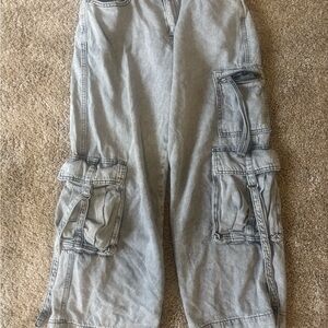 Wild Fable Gray Wide Leg Grunge Cargo Pants